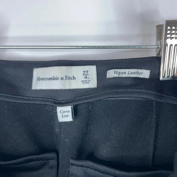 Abercrombie & Fitch Vegan Leather Black Pants Curve Love High Rise Flare Bootcut - Picture 7 of 11